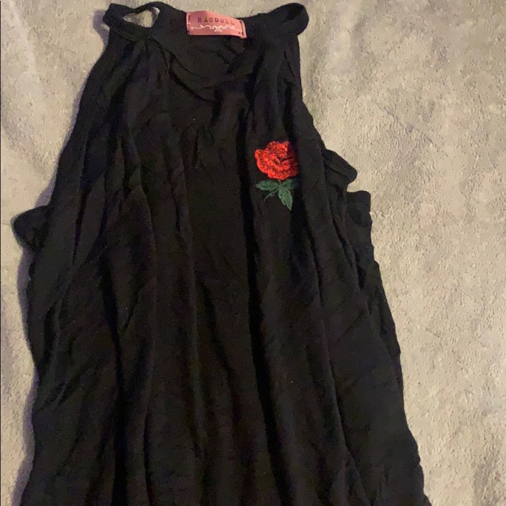 Black tank top with rose